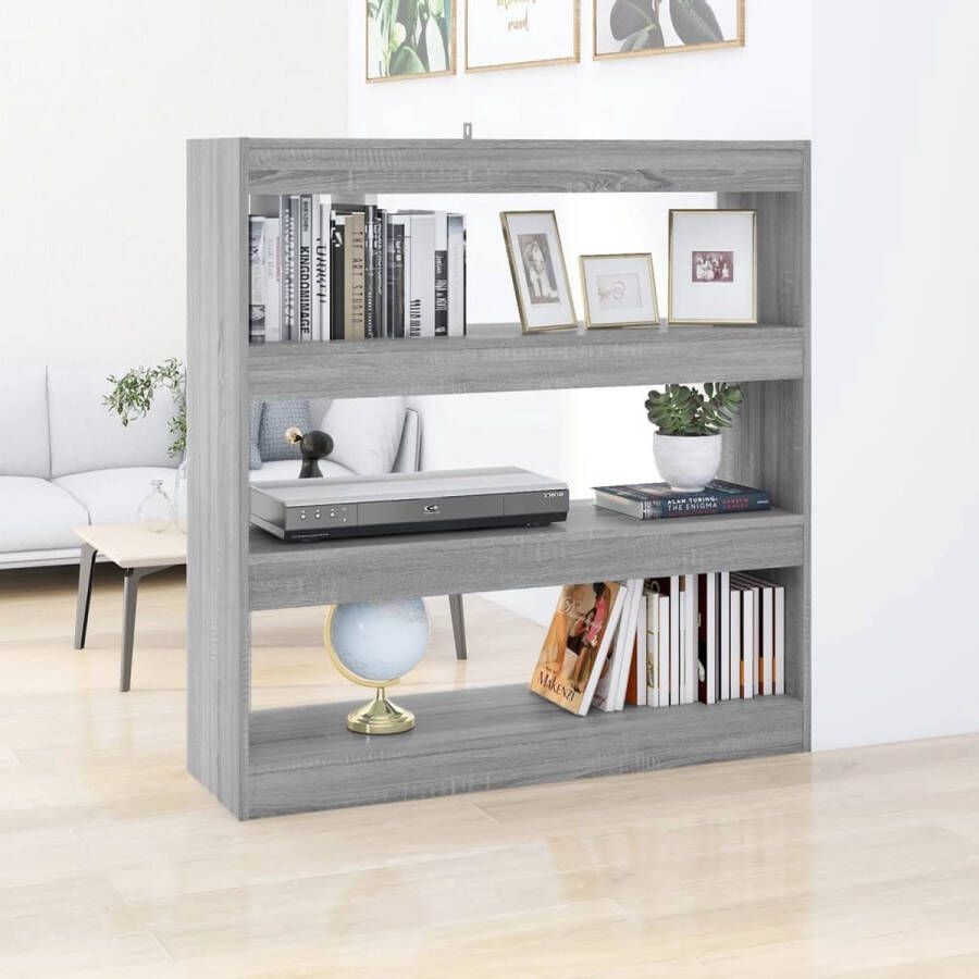 The Living Store Boekenkast Sonoma Eiken 100x30x103 cm Grijs Strategisch en praktisch kamermeubel