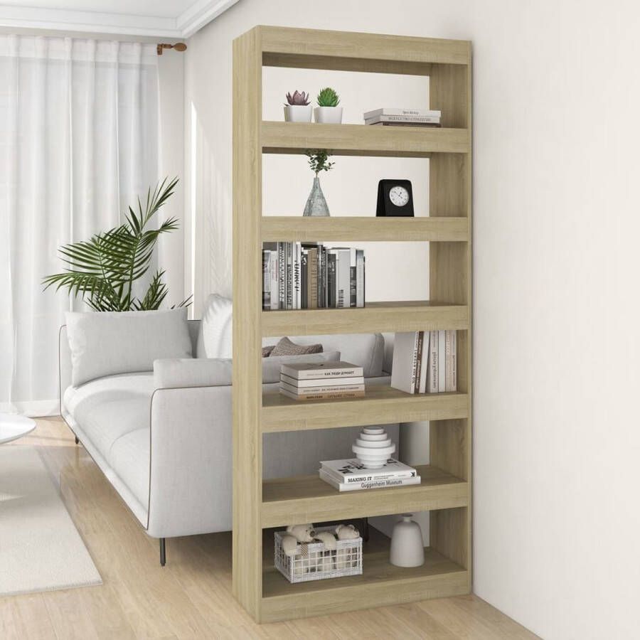 The Living Store Boekenkast Sonoma Eiken 80 x 30 x 198 cm Houten kast