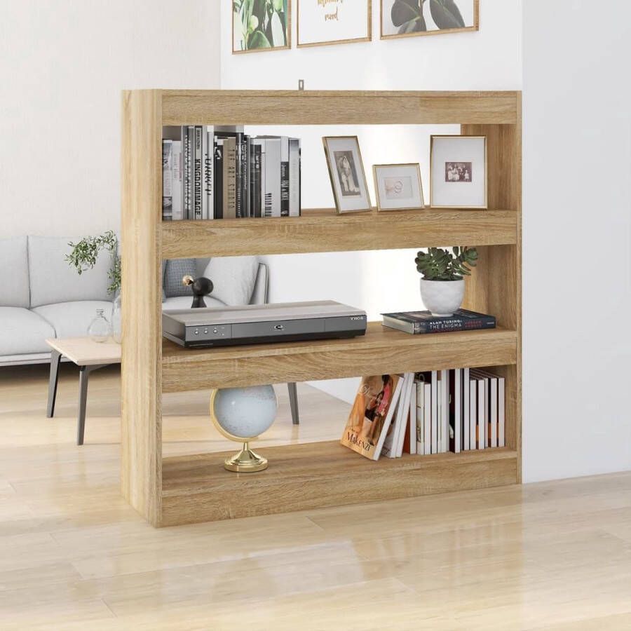 The Living Store Boekenkast Strak Hout 100 x 30 x 103 cm Sonoma Eiken