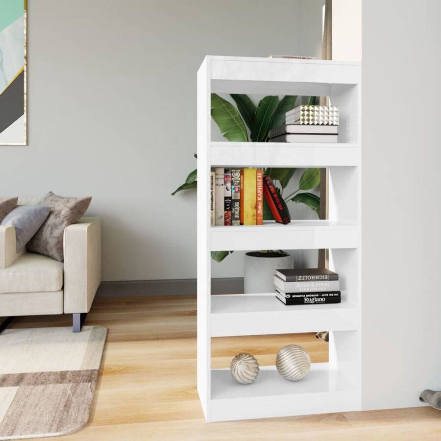 The Living Store Boekenkast Strak Wit 60x30x135 cm Bewerkt Hout Decoratief