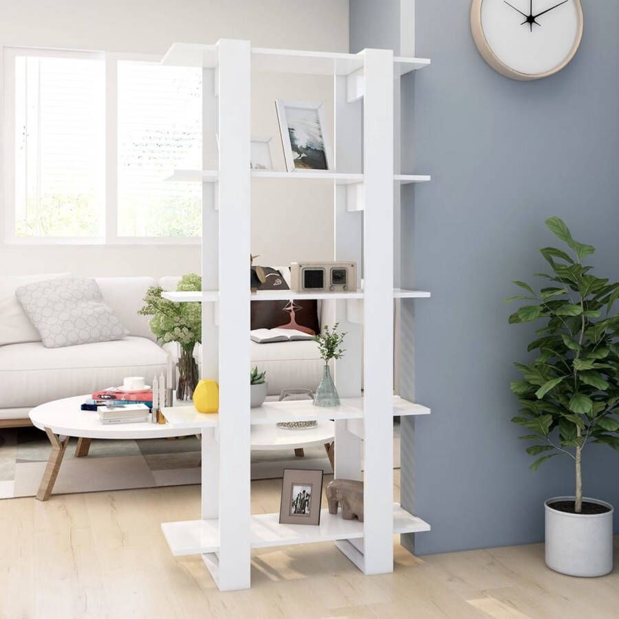The Living Store Boekenkast Wit 80x30x160cm Bewerkt hout