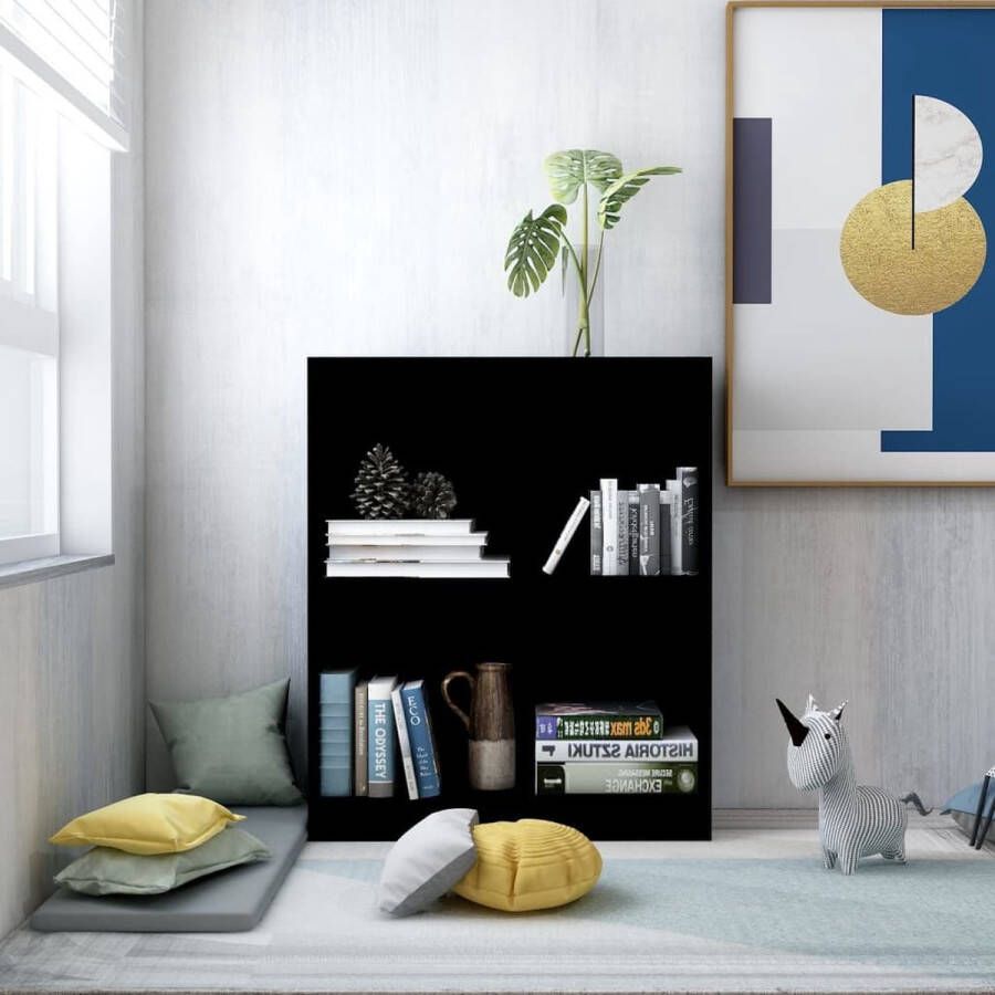 The Living Store Boekenkast Zwart 60 x 24 x 74.5 cm 2-laags ontwerp