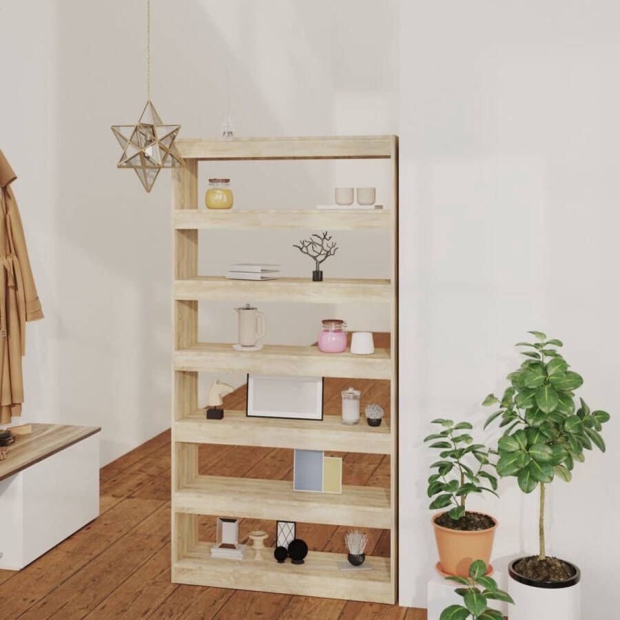 The Living Store Boekenkast kamerscherm 100x30x198 cm bewerkt hout sonoma eiken Kast