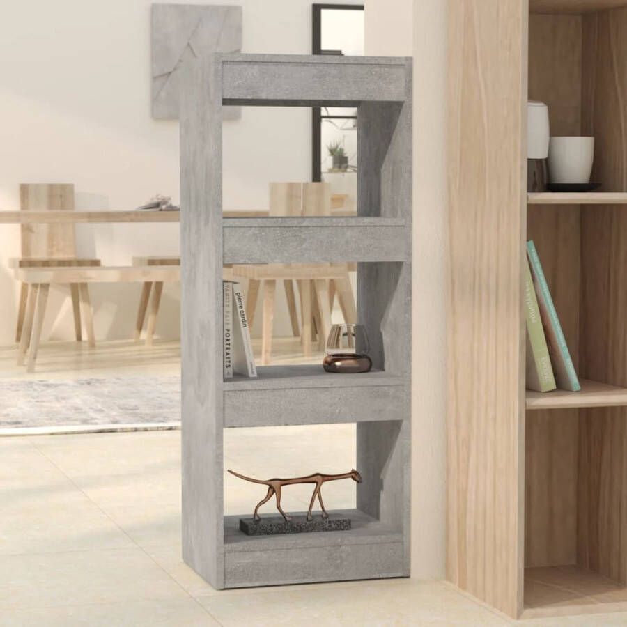 The Living Store Houten Boekenkast Betongrijs 40 x 30 x 103 cm Stevig en praktisch