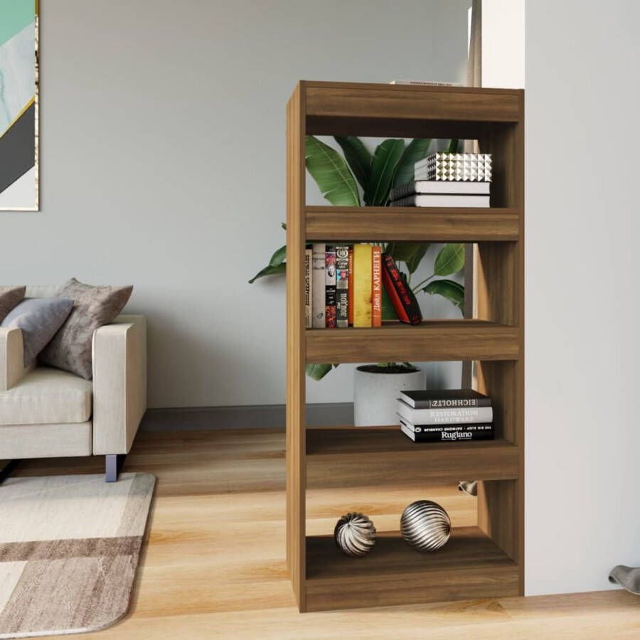 The Living Store Boekenkast kamerscherm 60x30x135 cm bewerkt hout bruineiken Kast