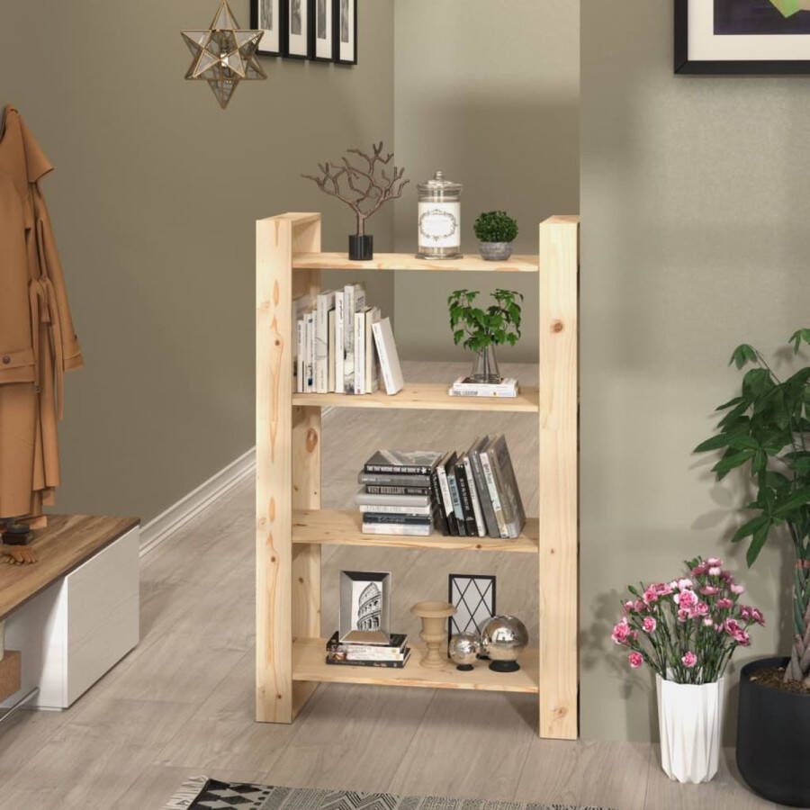 The Living Store Boekenkast Grenenhout 80x35x125 cm Massief grenenhout Montage vereist