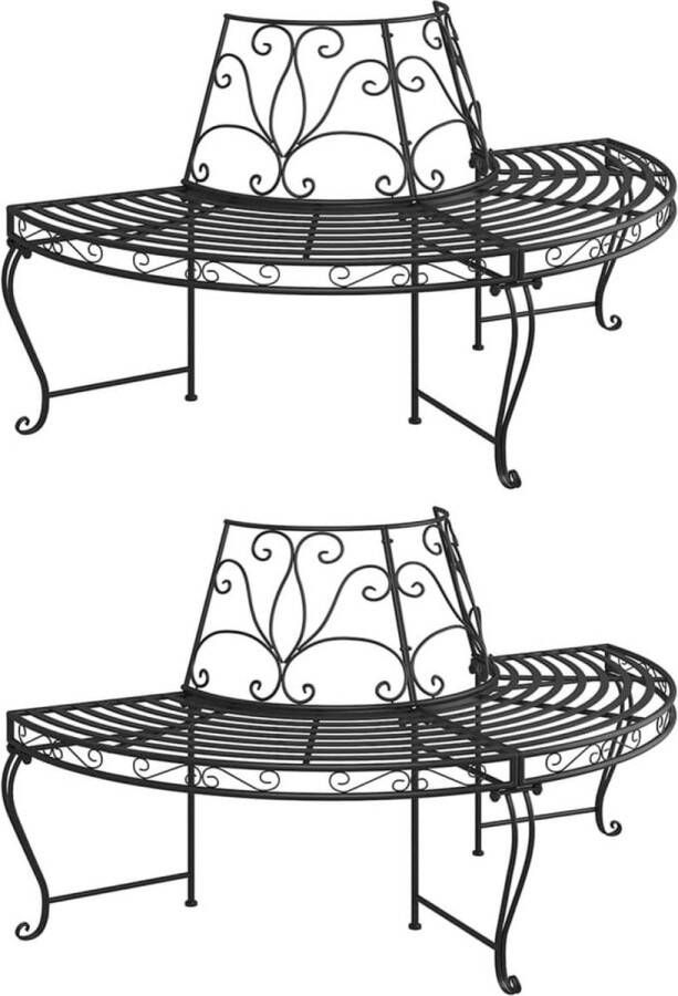 VIDAXL Staal Boombanken 2 St Halfrond Ø160 Cm Staal Zwart Tls309571