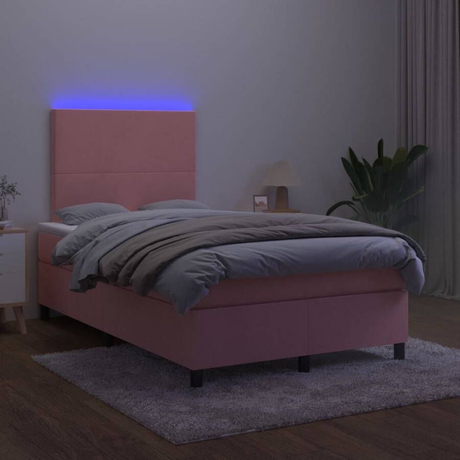 The Living Store Boxspring fluweel 203x120x118 128 cm LED-verlichting