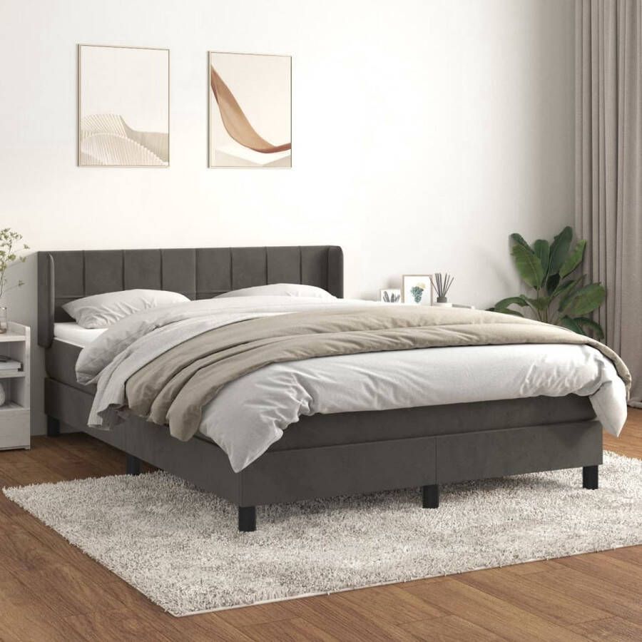 The Living Store Boxspringbed Pocketvering matras Middelharde ondersteuning Zacht fluweel Praktisch hoofdbord Huidvriendelijk topmatras 203 x 147 x 78 88 cm