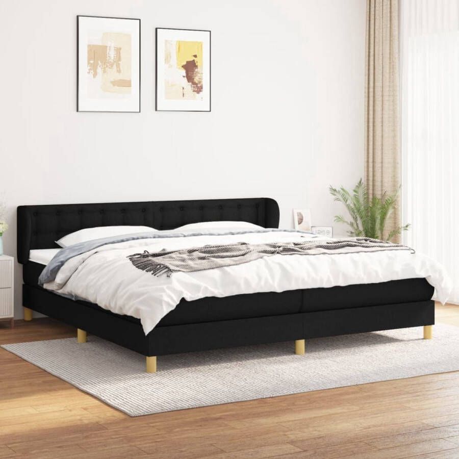 The Living Store Boxspringbed Comfort Bed 203 x 203 x 78 88 cm Zwart Pocketvering matras Middelharde ondersteuning Huidvriendelijk topmatras