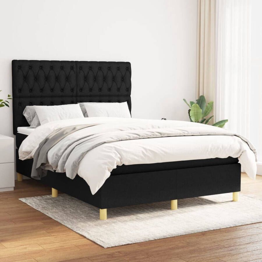 The Living Store Boxspringbed Comfort Bed 203x144x118 128 cm Zwart