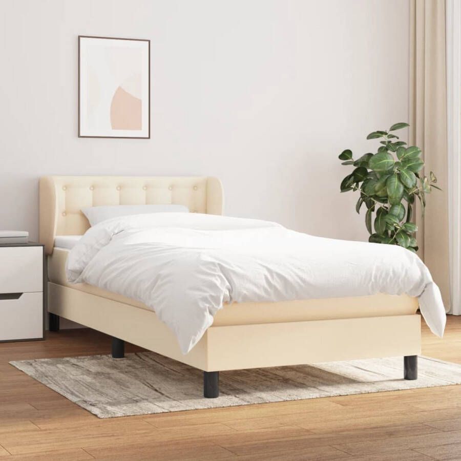 The Living Store Boxspringbed Pocketvering Middelharde ondersteuning Crème 203 x 83 x 78 88 cm Inclusief