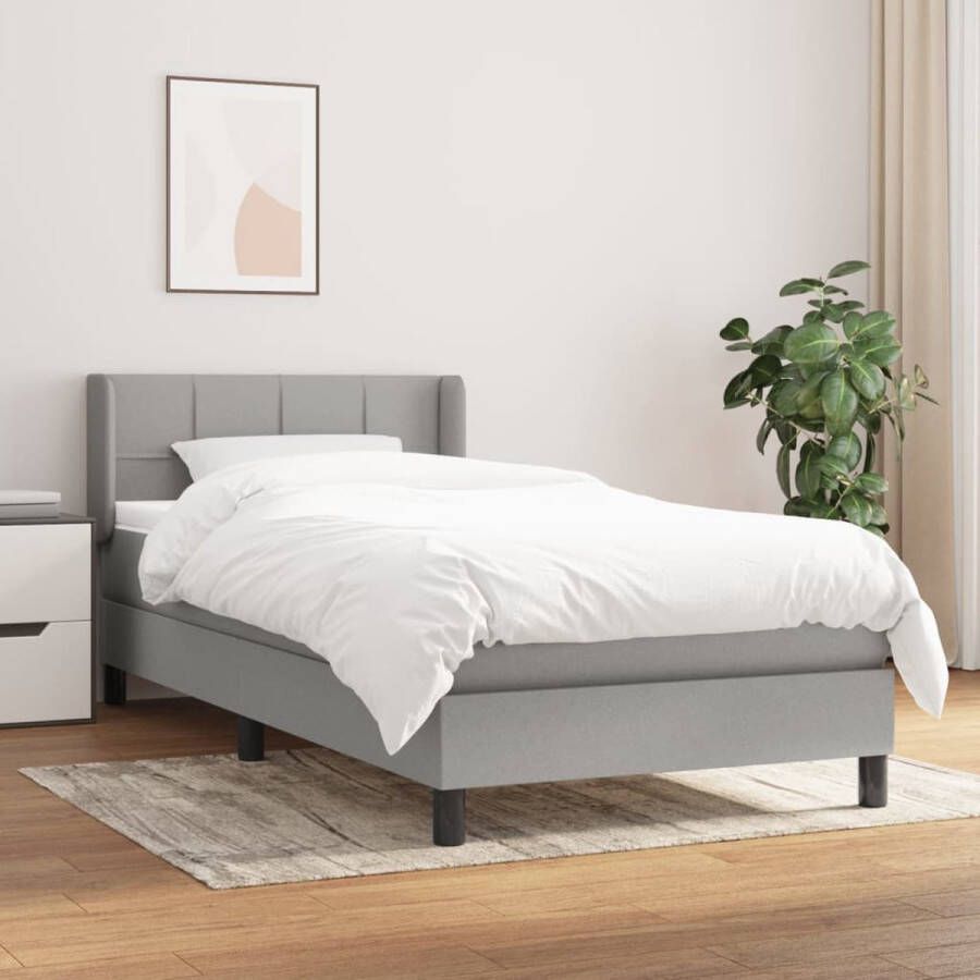 The Living Store Boxspringbed Comfort Bed 203x93x78 88 cm Pocketvering Lichtgrijs Stof 100% polyester