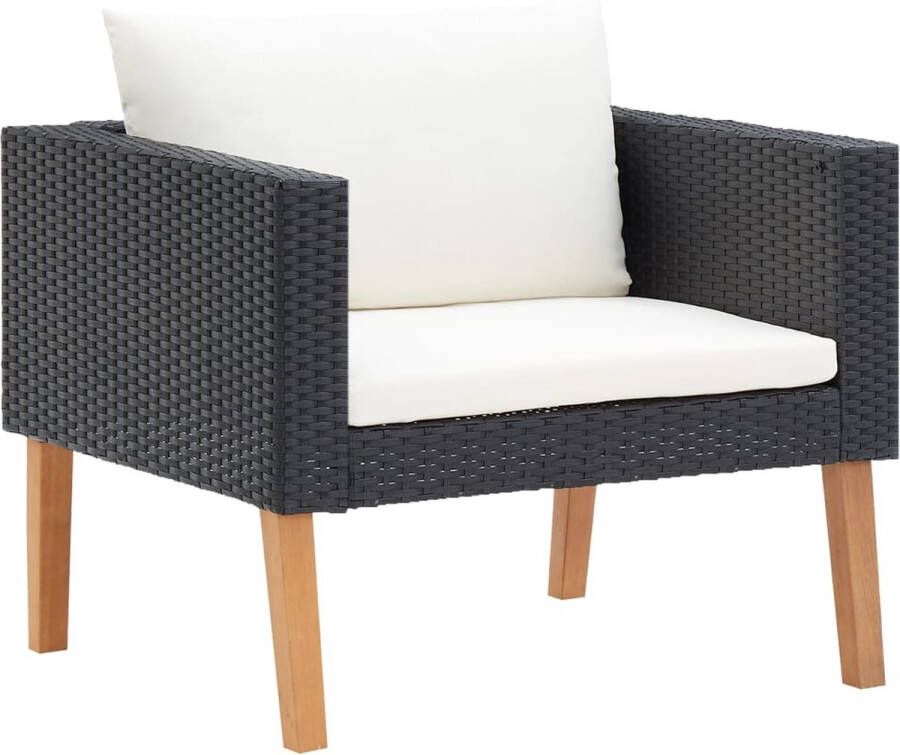 The Living Store Buitenbank PE-rattan 76 x 67 x 60 cm Zwart Crèmewit Montage vereist