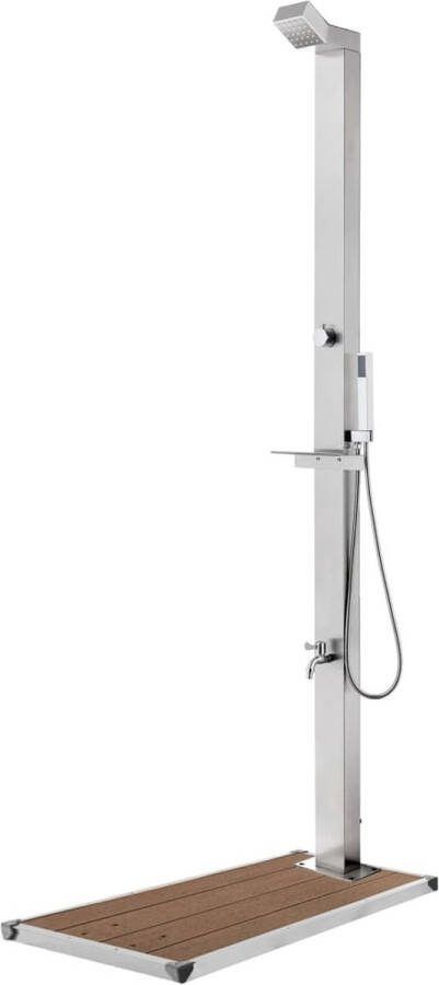The Living Store Buitendouche Roestvrij staal 225 cm Bruin