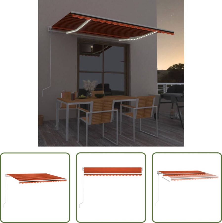 The Living Store Buitenluifel Uitschuifbaar 450x300 cm Aluminium Frame UV- en Waterbestendig LED Verlichting