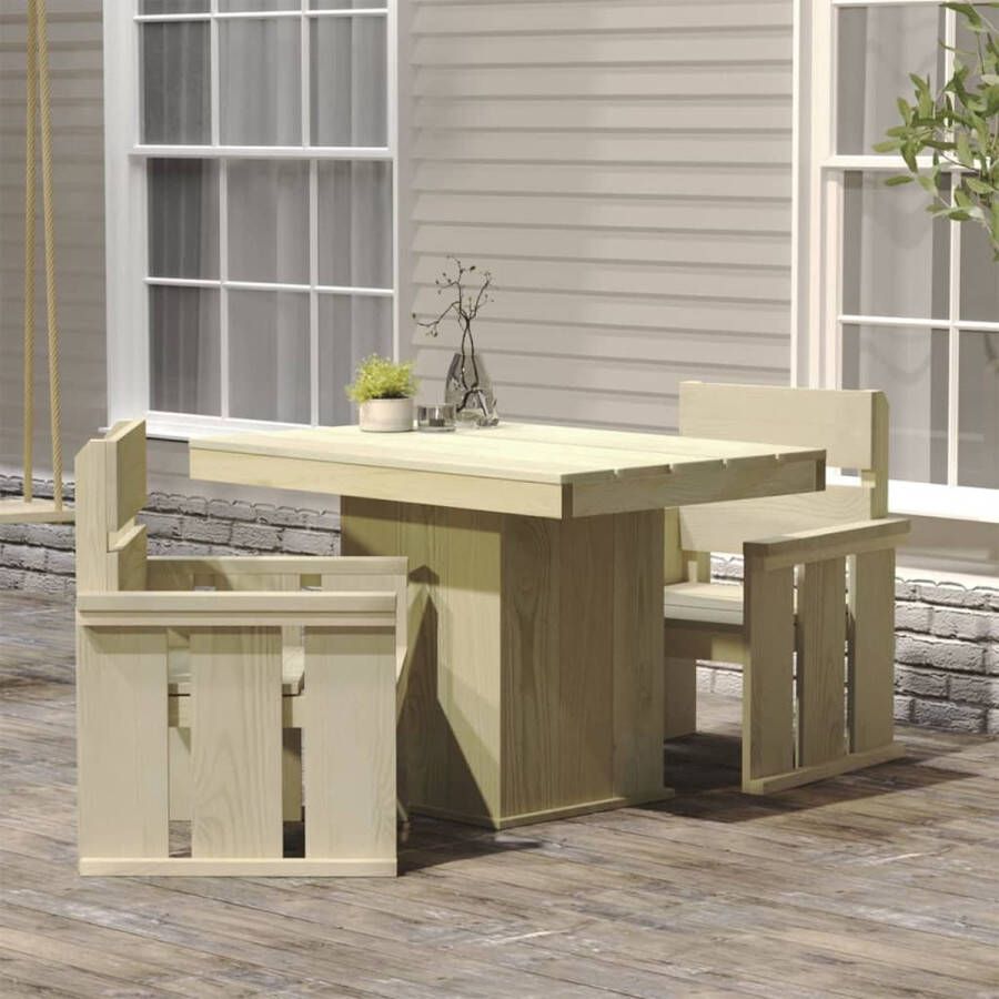 The Living Store Buitentafel grenenhout groen geïmpregneerd 110 x 75 x 74 cm stevig en duurzaam