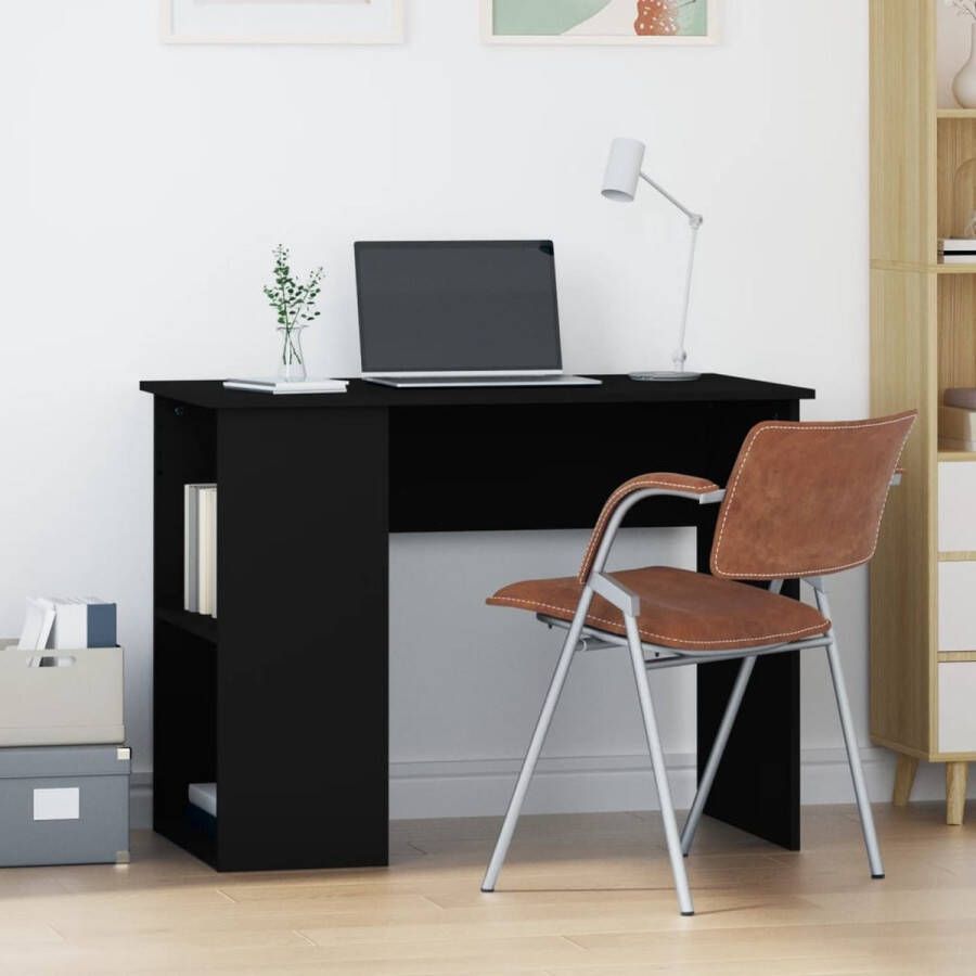 The Living Store Bureau 100x55x75 cm bewerkt hout zwart Bureau