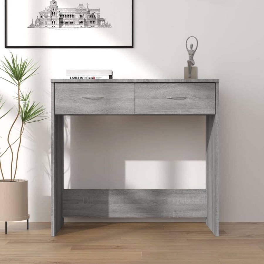 The Living Store Bureau 80x40x75 cm bewerkt hout grijs sonoma eikenkleurig Bureau