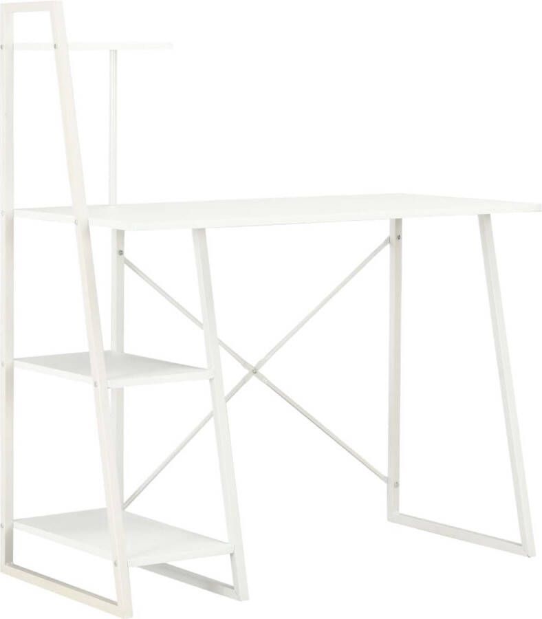 The Living Store Bureau Boekenkast 102 x 50 x 117 cm Ruime planken Wit PVC-coating Gepoedercoat staal
