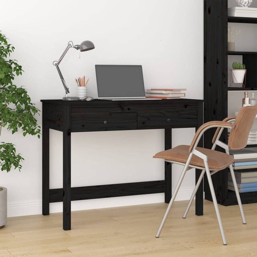 The Living Store Bureau Grenenhouten Bureau 100 x 50 x 78 cm Zwart