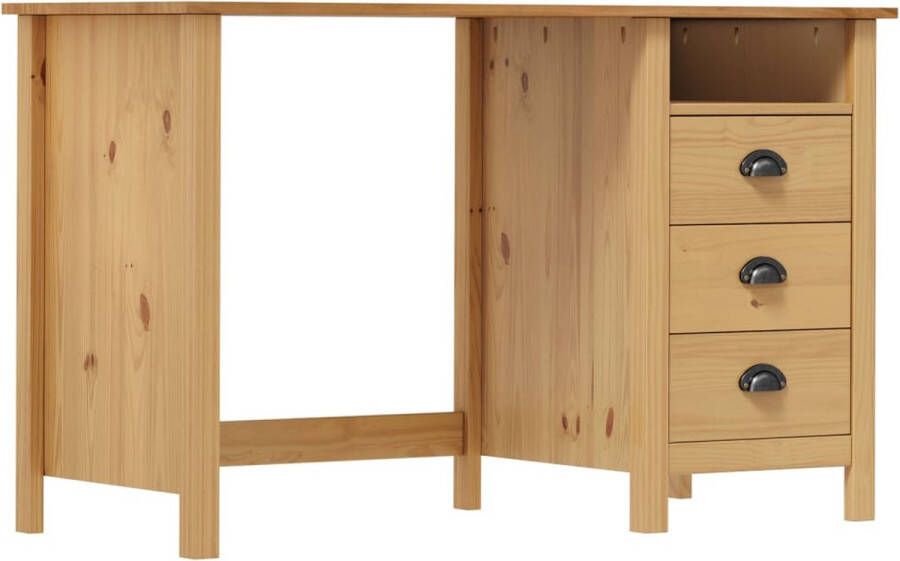 The Living Store Bureau Hill 3 lades 120x50x74 cm massief grenenhout Bureau