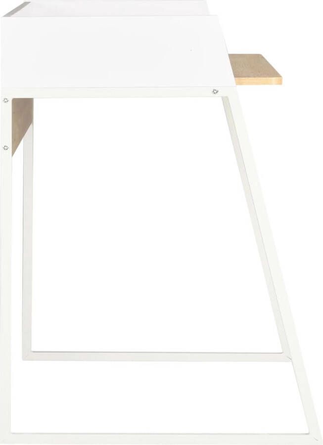 The Living Store Bureau Hoek 90x60x88 cm U-vormige poten Verhoogde achterkant Wit Eiken