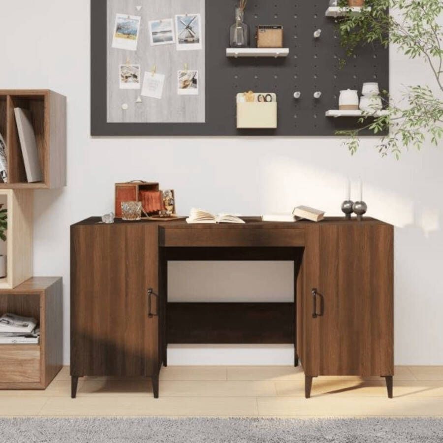 The Living Store Bureau Industrieel 140 x 50 x 75 cm Bruineiken