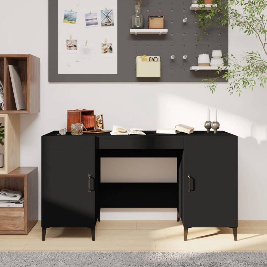 The Living Store Bureau Industrieel 140 x 50 x 75 cm Zwart