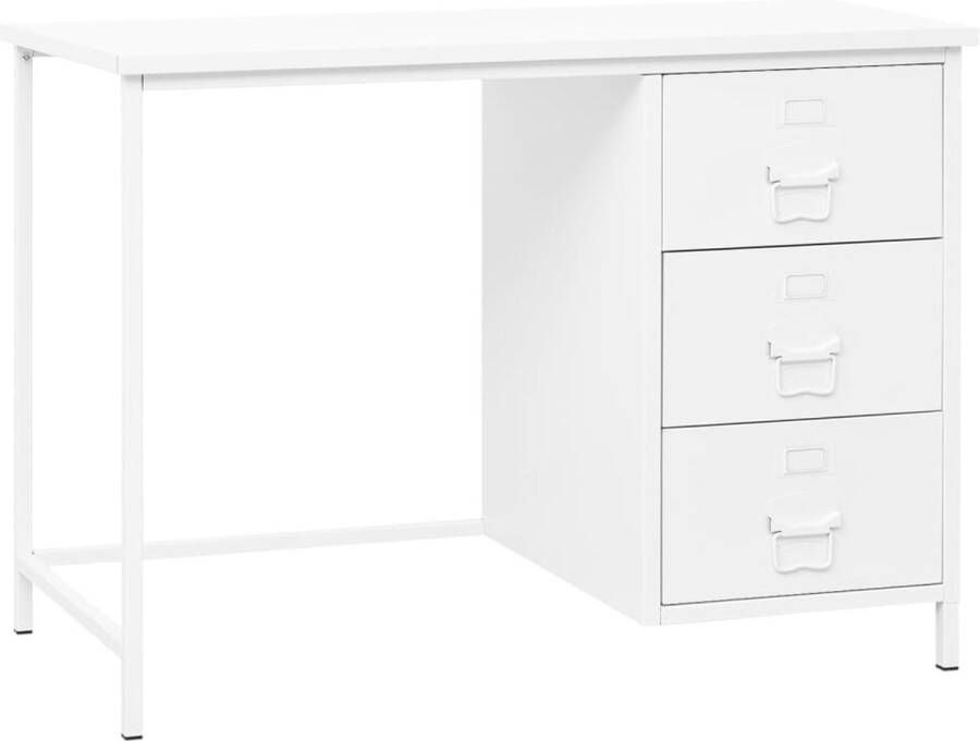 The Living Store Bureau Industriële Staal 105 x 52 x 75 cm Wit