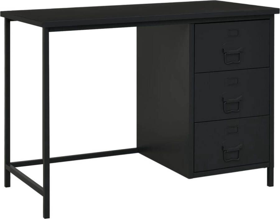 The Living Store Bureau Industriële Stijl 105 x 52 x 75 cm 3 Lades Zwart