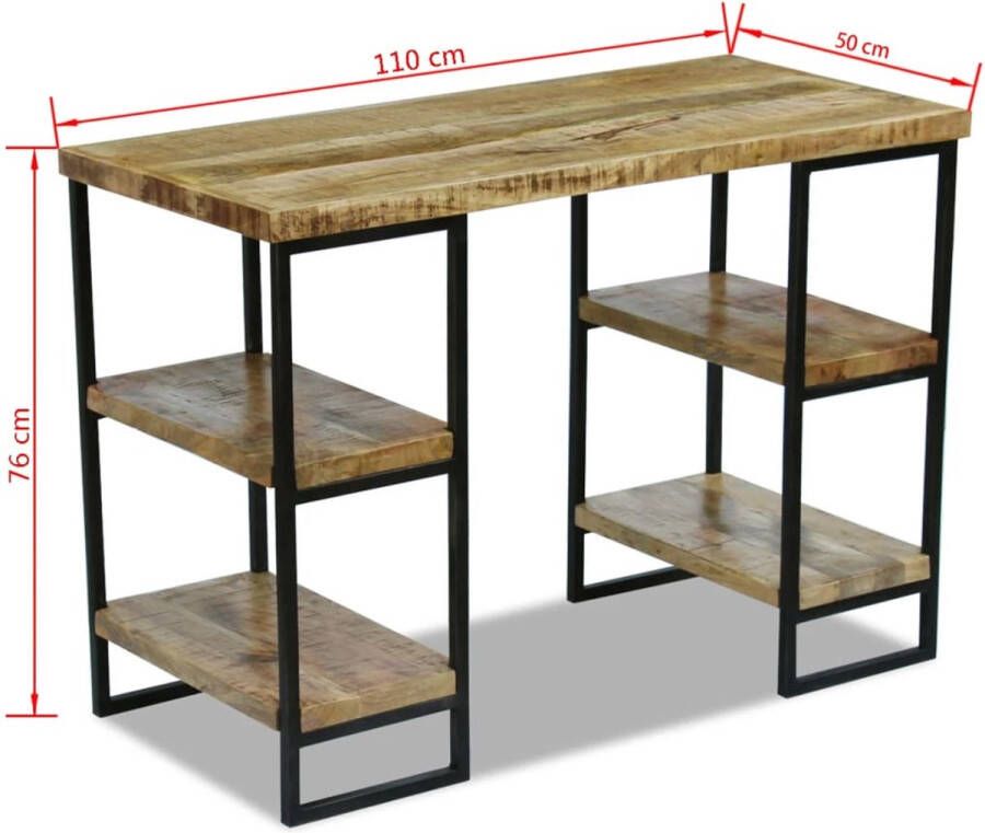 The Living Store Bureau Industriële Stijl Houten 110 x 50 x 76 cm Mangohout en Staal