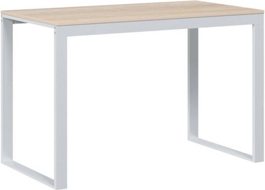 The Living Store Bureau Industriële Stijl Wit Eiken 110x60x73cm Spaanplaat Metaal Montage vereist