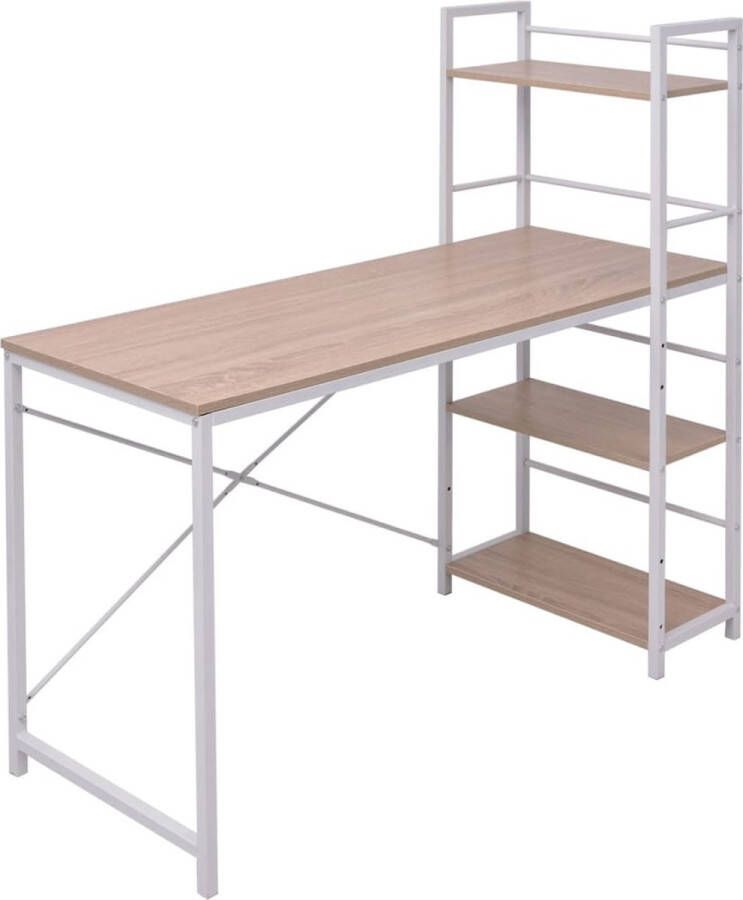 The Living Store Bureau Kantoormeubilair 120 x 52 x 120 cm Eiken Met 4 lagen