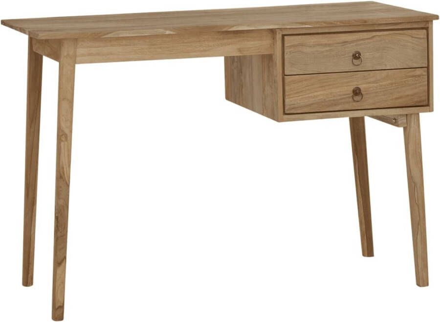 The Living Store Bureau Rustiek Teakhout 110 x 52 x 75 cm 2 Lades