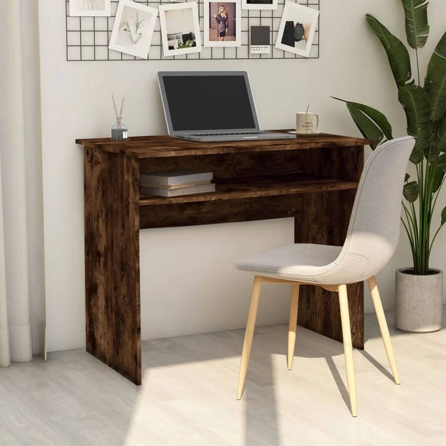 The Living Store Bureau Simplex Bureau 90x50x74cm Gerookt Eiken