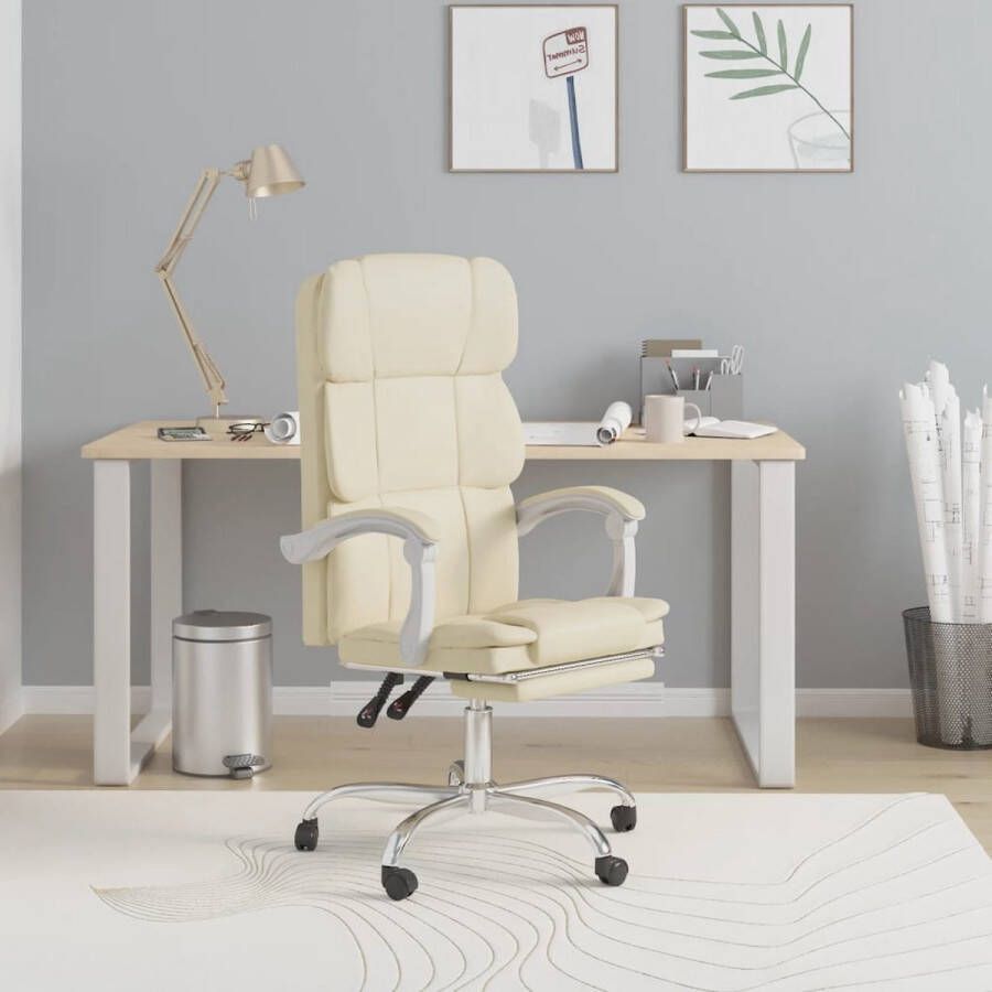 The Living Store bureaustoel Relax Kunstleer Verstelbaar Crème 63x56x(112.5-122)cm Duurzaam materiaal