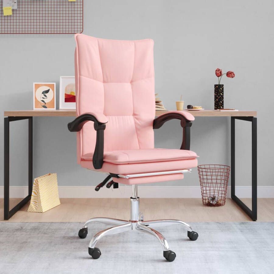 The Living Store Bureaustoel verstelbaar kunstleer roze 63x56x122.5cm 360 graden draaibaar