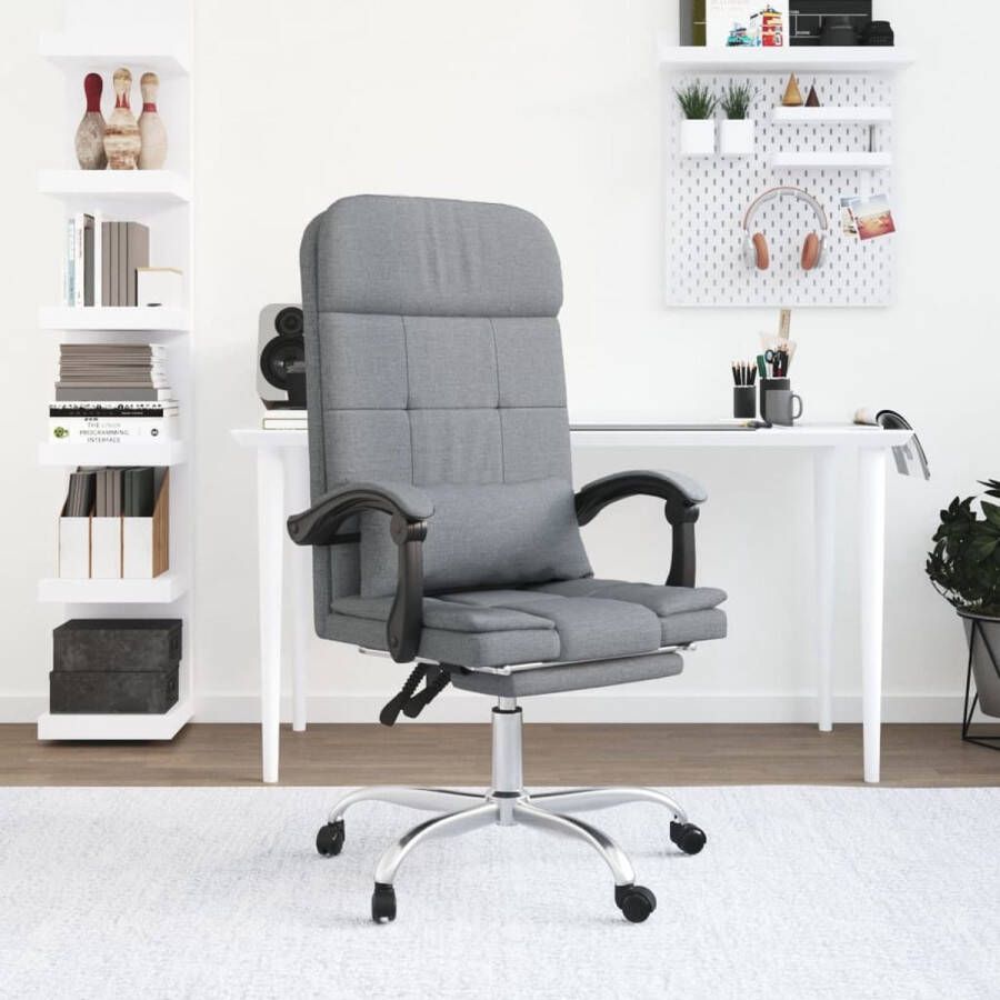 The Living Store Kantoorstoel massage verstelbaar stof lichtgrijs Bureaustoel