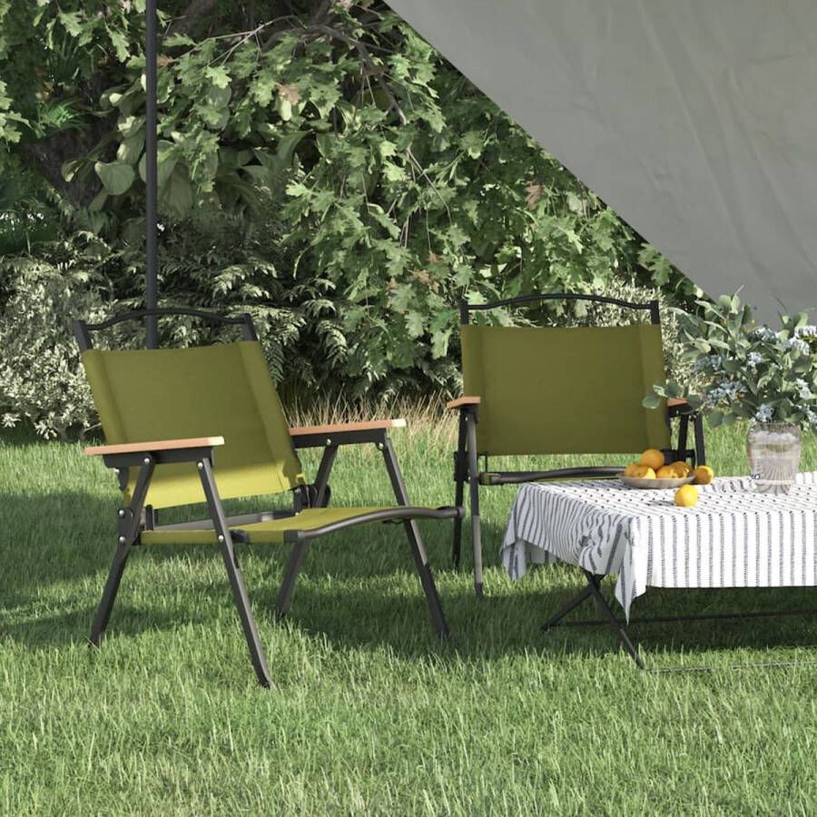 The Living Store Campingstoel Groen 54 x 43 x 59 cm Lichtgewicht Duurzaam Oxford Stof Inklapbaar 2 Stuks