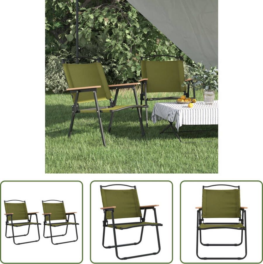 The Living Store Campingstoel Groen 54 x 55 x 78 cm Oxford stof Gepoedercoat staal