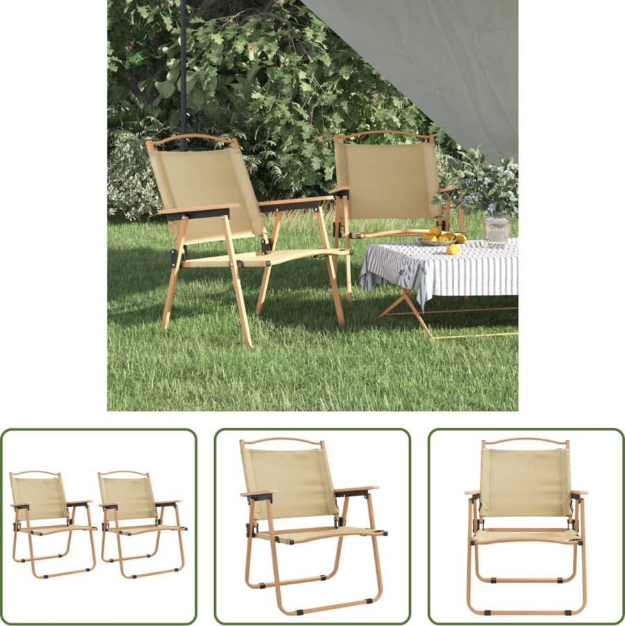 The Living Store Campingstoel Oxford stof Lichtgewicht en inklapbaar Stevig frame 54x55x78 cm (beige) 2 stuks