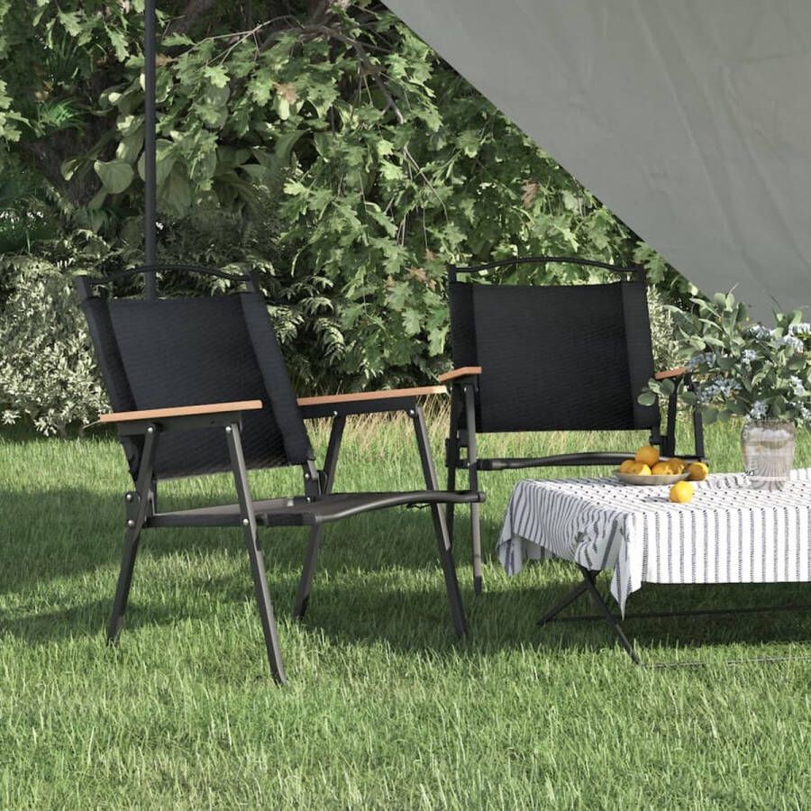 The Living Store Campingstoel Oxford Zwart 54x55x78 cm Stabiel Lichtgewicht