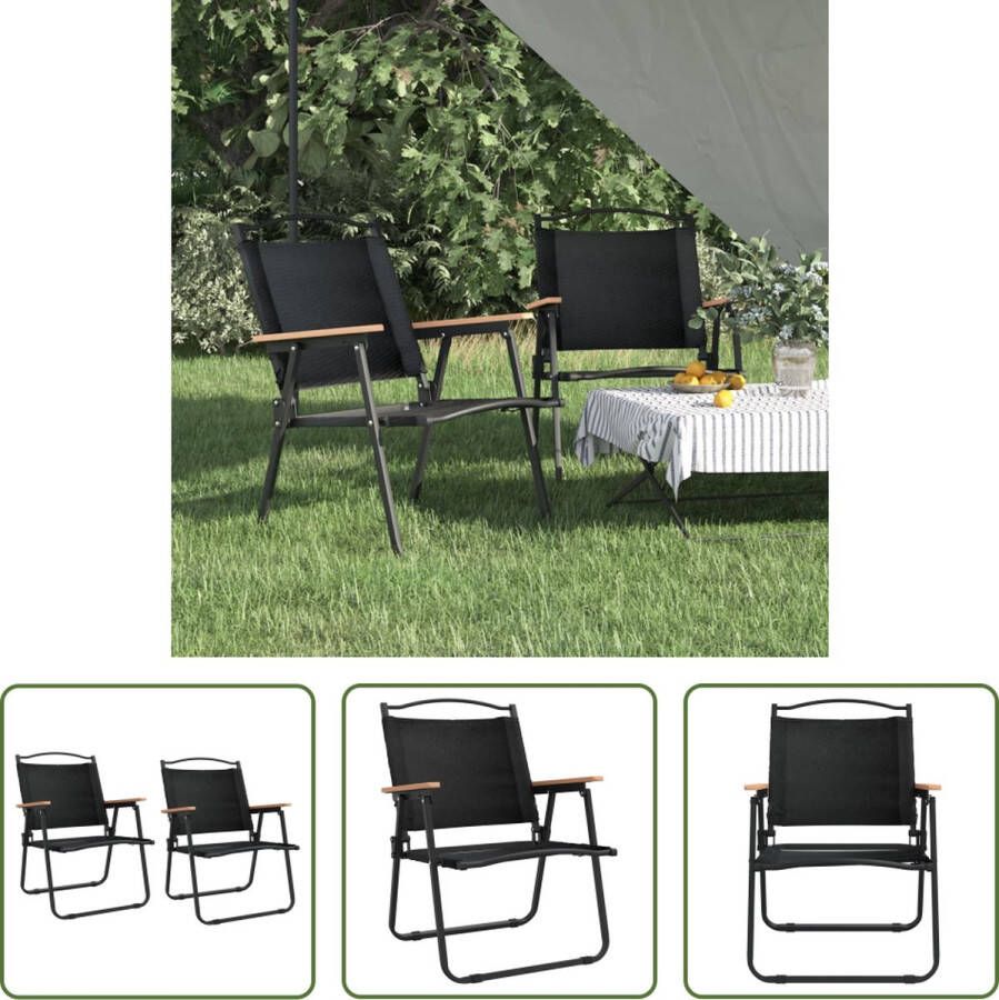 The Living Store Campingstoel Oxford Zwart 54x55x78 cm Stabiel Lichtgewicht