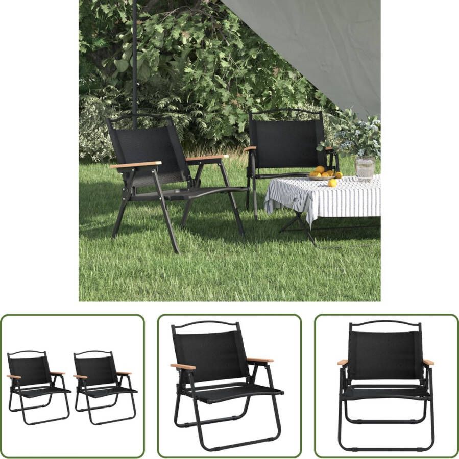 The Living Store Campingstoel Zwart 54x43x59 cm Duurzaam materiaal Stevig frame Lichtgewicht en inklapbaar Breed toepasbaar Inclusief 2 stoelen