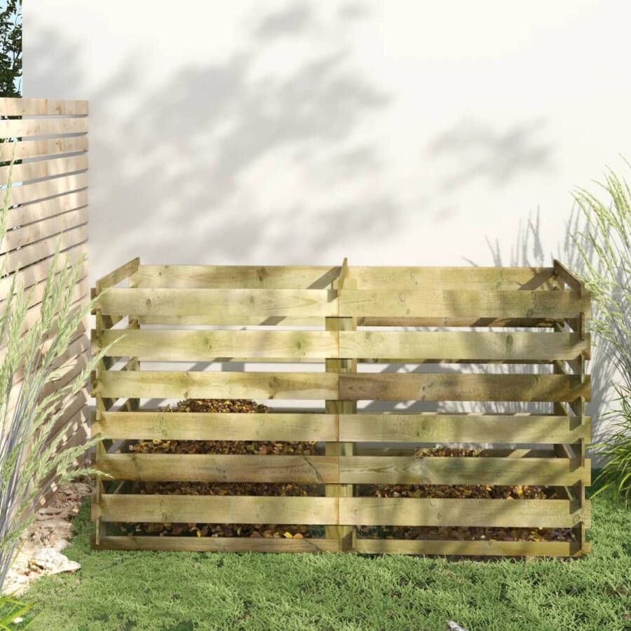 The Living Store Compostbak Hout 180 x 90 x 90 cm Grenenhout Groen geïmpregneerd