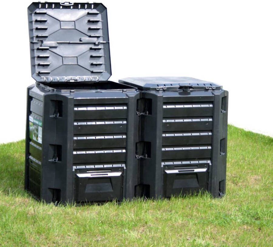 The Living Store Compostbak Weerbestendig Hoge warmteontwikkeling Inhoud 380L Zwart 100% PP Afmetingen 719x719x826mm Montage vereist