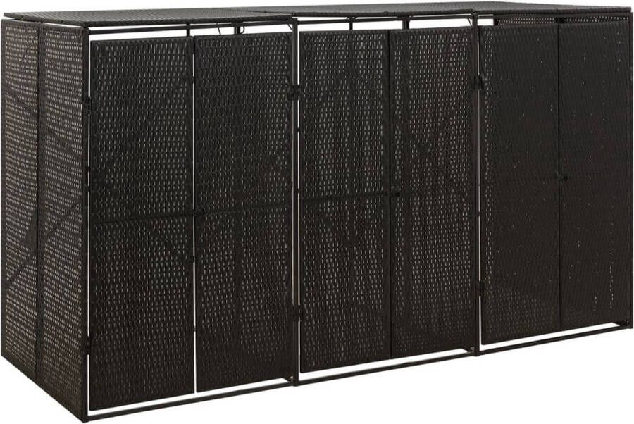 The Living Store Containerberging Driedubbel 207 x 80 x 117 cm Zwart Poly rattan