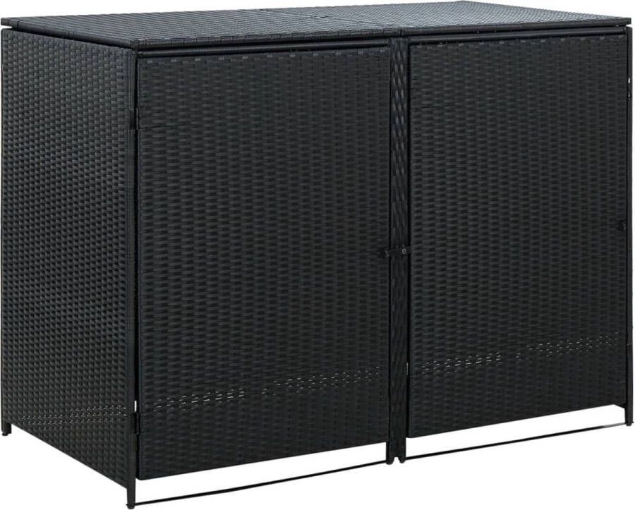 The Living Store Containerberging dubbel 148x80x111 cm poly rattan zwart Tuinhuisje