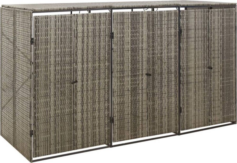 The Living Store Containerberging Triple Grijs 207 x 80 x 117 cm PE-rattan gepoedercoat staal